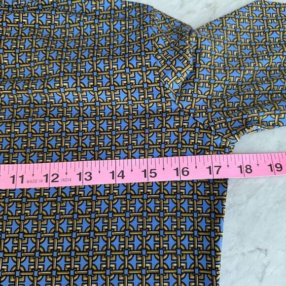 Michael Kors blue/gold border dress stretch shift size S - Picture 6 of 7